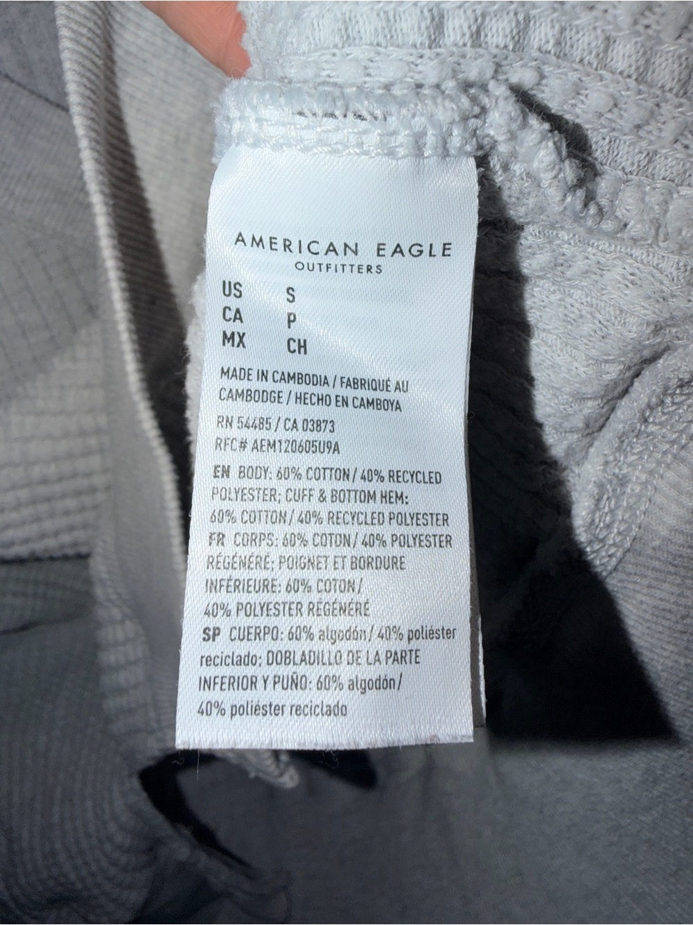 GT-0054 American Eagle Waffle Knit Oversized V-Neck Pullover Gray Small - Picture 4 of 7